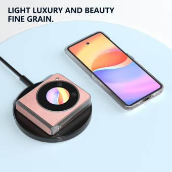 For ZTE nubia Flip ABEEL Three Parts Frosted Transparent Frame Two-color Calf Texture PU Phone Case(Pink)