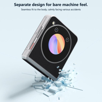 For ZTE nubia Flip ABEEL Three Parts Frosted Transparent Frame Genuine Leather Silky Phone Case(Black)