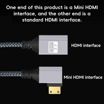 Mini HDTV to HDTV Right Angle Head HD Video Data Adapter Cable for DSLR Camera(Left Elbow)