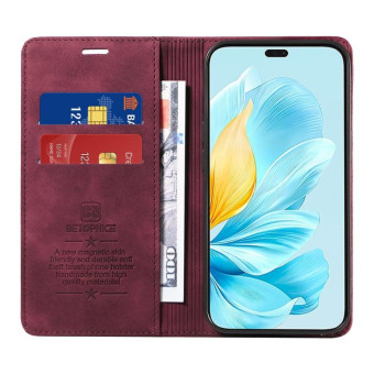 For Honor 200 Lite Global BETOPNICE Suction RFID Anti-theft Leather Phone Case(Wine Red)