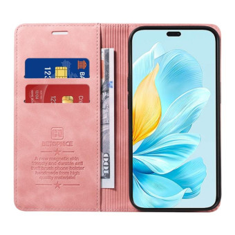For Honor 200 Lite Global BETOPNICE Suction RFID Anti-theft Leather Phone Case(Pink)