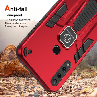 For Huawei Y9 Prime 2019 2 in 1 Shockproof Holder Phone Case(Red)