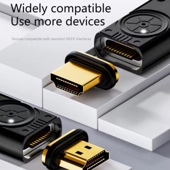 8K 60Hz HDTV to HDTV Side Bend Magnetic Converter(Black Left Bend)