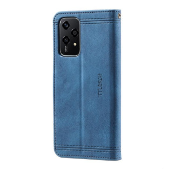 For Honor 200 Lite TTUDRCH Embossed Line Splicing Leather Phone Case(Blue)