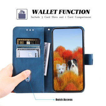 For Honor 200 Lite TTUDRCH Embossed Line Splicing Leather Phone Case(Blue)