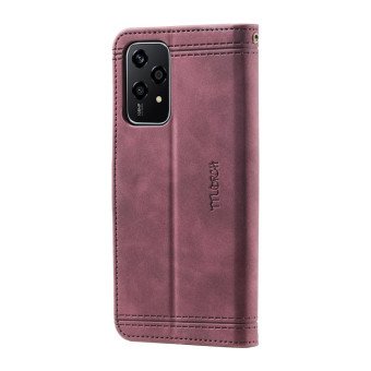 For Honor 200 Lite TTUDRCH Embossed Line Splicing Leather Phone Case(Wine Red)