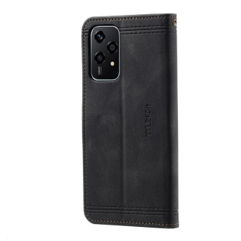For Honor 200 Lite TTUDRCH Embossed Line Splicing Leather Phone Case(Black)