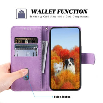 For Honor 200 Lite TTUDRCH Embossed Line Splicing Leather Phone Case(Purple)