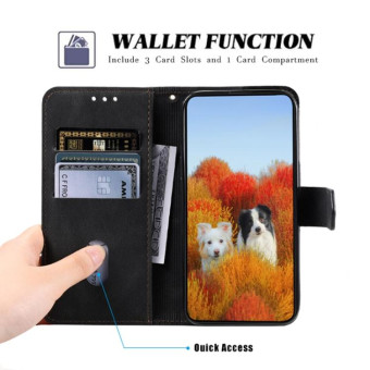 For Motorola Edge 50 Pro TTUDRCH Embossed Line Splicing Leather Phone Case(Black)