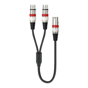 2055YMFF-05 XLR 3pin Male to Dual Female Audio Cable, Length: 50cm(Black+Red)