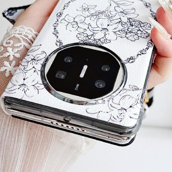 For Huawei Mate X5 / X2 Sketching Flowers Flip Leather Phone Case(Pink)