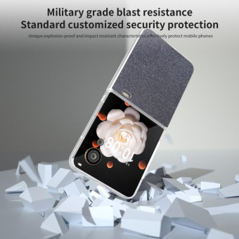 For Honor Magic V Flip PC Frosted Transparent Gradient Glitter Powder Phone Case(Black)