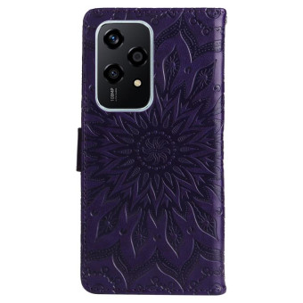 For Honor 200 Lite Global Embossed Sunflower Pattern Flip Leather Phone Case(Purple)