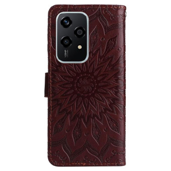 For Honor 200 Lite Global Embossed Sunflower Pattern Flip Leather Phone Case(Brown)