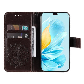 For Honor 200 Lite Global Embossed Sunflower Pattern Flip Leather Phone Case(Brown)
