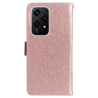 For Honor 200 Lite Global Embossed Sunflower Pattern Flip Leather Phone Case(Rose Gold)