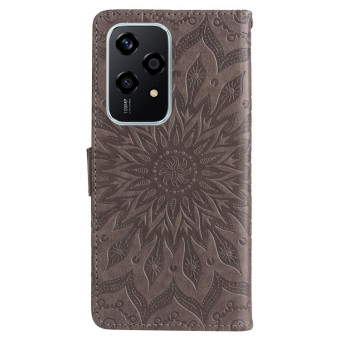 For Honor 200 Lite Global Embossed Sunflower Pattern Flip Leather Phone Case(Grey)