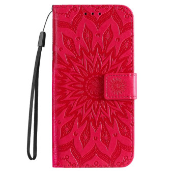 For Honor 200 Lite Global Embossed Sunflower Pattern Flip Leather Phone Case(Red)