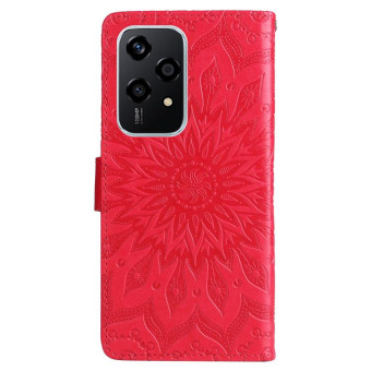 For Honor 200 Lite Global Embossed Sunflower Pattern Flip Leather Phone Case(Red)