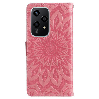 For Honor 200 Lite Global Embossed Sunflower Pattern Flip Leather Phone Case(Pink)