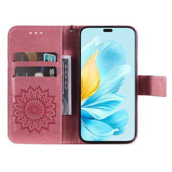 For Honor 200 Lite Global Embossed Sunflower Pattern Flip Leather Phone Case(Pink)
