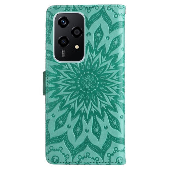 For Honor 200 Lite Global Embossed Sunflower Pattern Flip Leather Phone Case(Green)