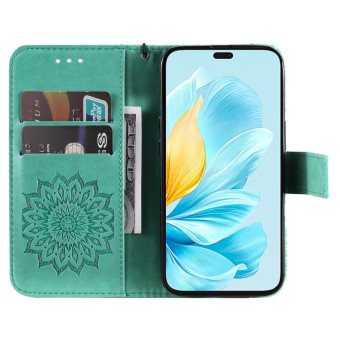 For Honor 200 Lite Global Embossed Sunflower Pattern Flip Leather Phone Case(Green)