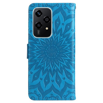 For Honor 200 Lite Global Embossed Sunflower Pattern Flip Leather Phone Case(Blue)