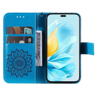For Honor 200 Lite Global Embossed Sunflower Pattern Flip Leather Phone Case(Blue)