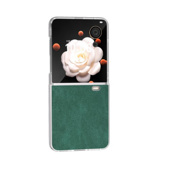 For Honor Magic V Flip PU Leather Frosted Transparent Edge Phone Case(Green)