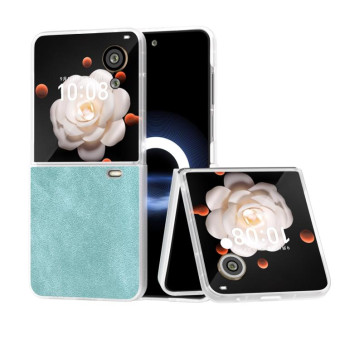 For Honor Magic V Flip PU Leather Frosted Transparent Edge Phone Case(Light Blue)