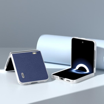 For Honor Magic V Flip ABEEL Frosted Transparent Frame Genuine Leather Mino Phone Case(Royal Blue)