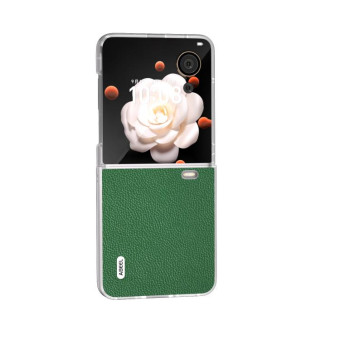 For Honor Magic V Flip ABEEL Frosted Transparent Frame Genuine Leather Mino Phone Case(Green)