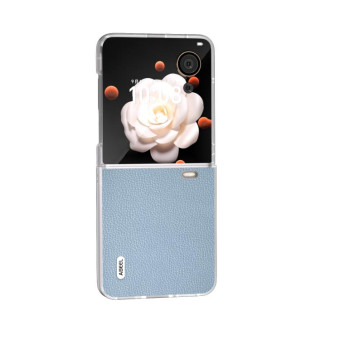 For Honor Magic V Flip ABEEL Frosted Transparent Frame Genuine Leather Mino Phone Case(Blue)