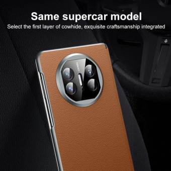 For Huawei Mate X5 SULADA Frameless Top Layer Cowhide Leather + PC Phone Case(Purple)