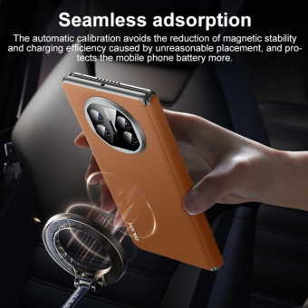 For Huawei Mate X5 SULADA Frameless Top Layer Cowhide Leather + PC Phone Case(Purple)