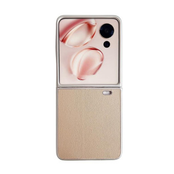 For Honor Magic V Flip Pearlescent Paint Morandi Solid Color Leather Texture Phone Case(Gold)