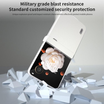 For Honor Magic V Flip Three Parts Genuine Leather Elegant Frosted Transparent Edge Phone Case(White)
