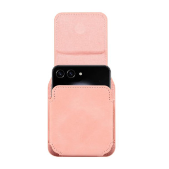 Folding Screen Mobile Phone Waist Hanging Universal Clutch Bag(Pink)