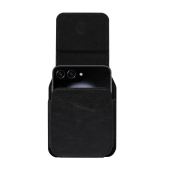 Folding Screen Mobile Phone Waist Hanging Universal Clutch Bag(Black)