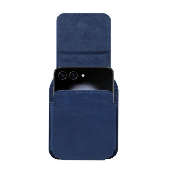 Folding Screen Mobile Phone Waist Hanging Universal Clutch Bag(Blue)