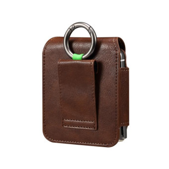Folding Screen Mobile Phone Waist Hanging Universal Clutch Bag(Coffee)