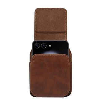Folding Screen Mobile Phone Waist Hanging Universal Clutch Bag(Coffee)