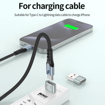 120W 10Gbps USB3.1 Male to USB-C / Type-C Female OTG Mini Adapter(Grey)