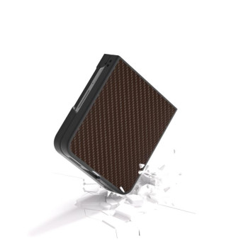 For Huawei nova Flip Black Frame Carbon Fiber Texture PU Phone Case(Coffee)