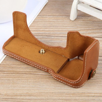 For Sony ILCE-7CM2 / Alpha 7C II Glossy PU Leather Camera Half Case Base(Brown)