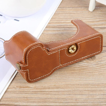 For Sony ILCE-7CM2 / Alpha 7C II Glossy PU Leather Camera Half Case Base(Brown)