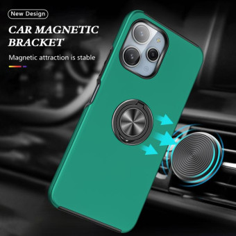 For Redmi 12 4G PC Hybrid TPU Magnetic Ring Holder Phone Case(Dark Green)
