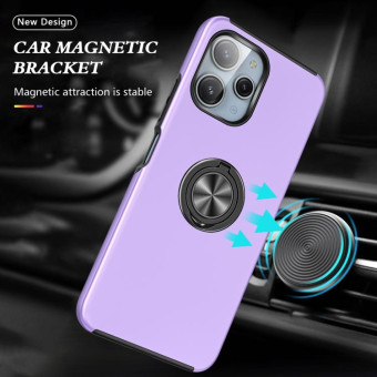 For Redmi 12 4G PC Hybrid TPU Magnetic Ring Holder Phone Case(Purple)