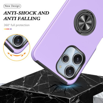 For Redmi 12 4G PC Hybrid TPU Magnetic Ring Holder Phone Case(Purple)